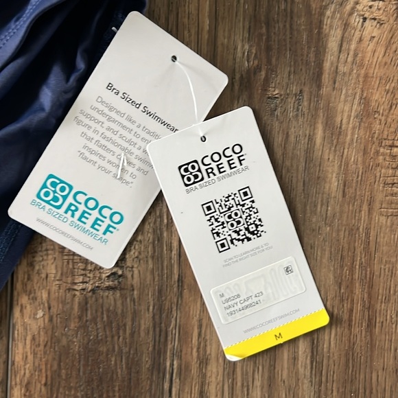 NWT Coco Reef Tankini Floral Top Size 36 C Rollover Bottom Size Medium High Rise - Picture 12 of 16